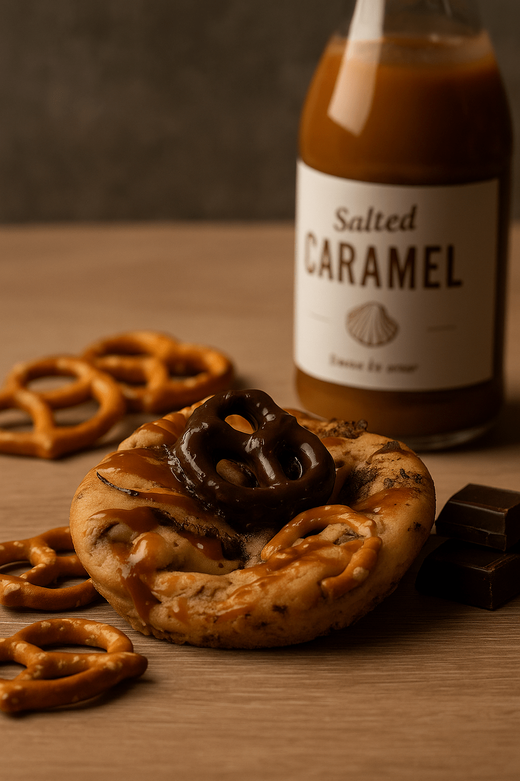 Cookie au chocolat et bretzel caramélisé