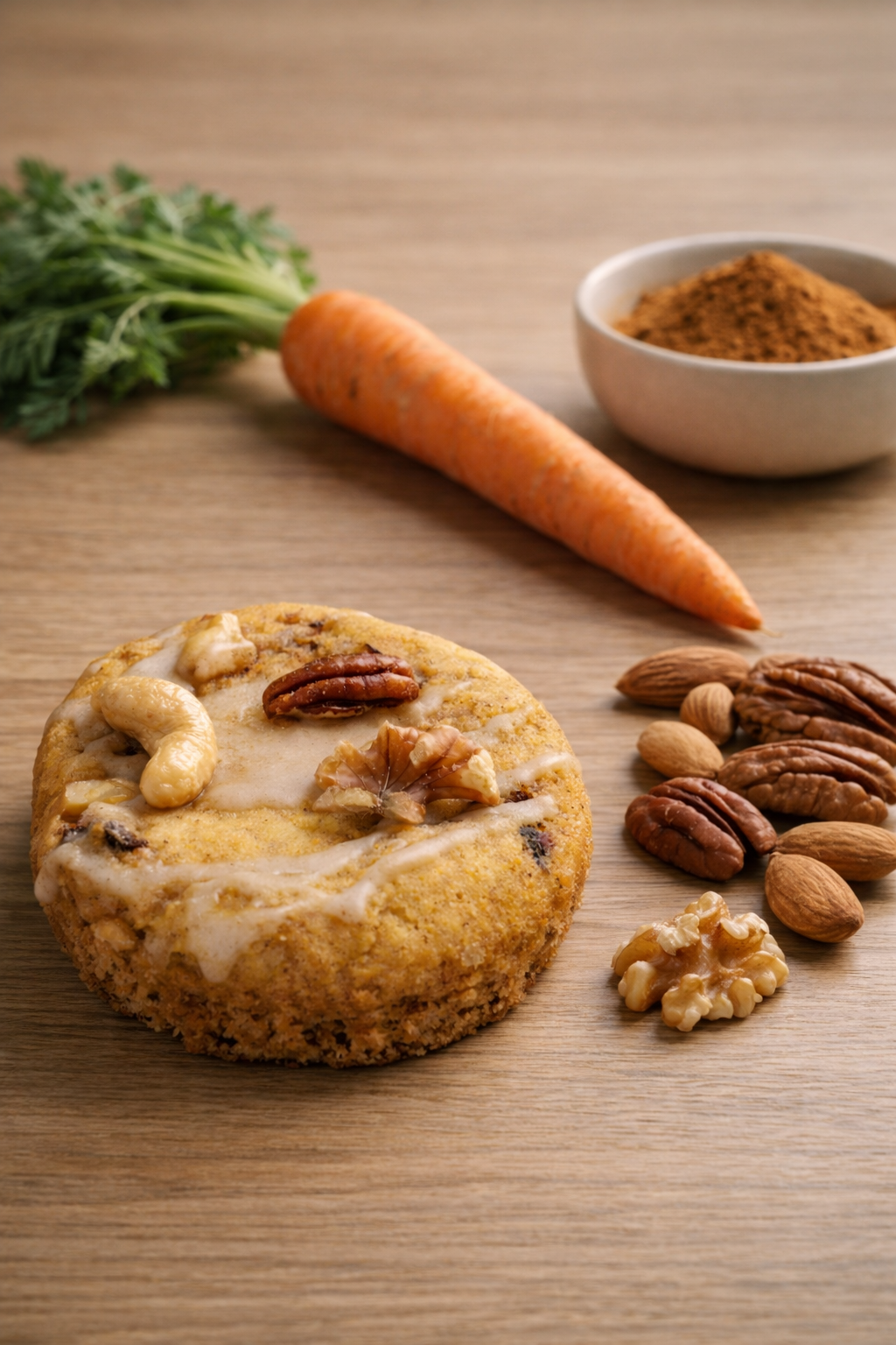 Muffin carotte et noix décoré