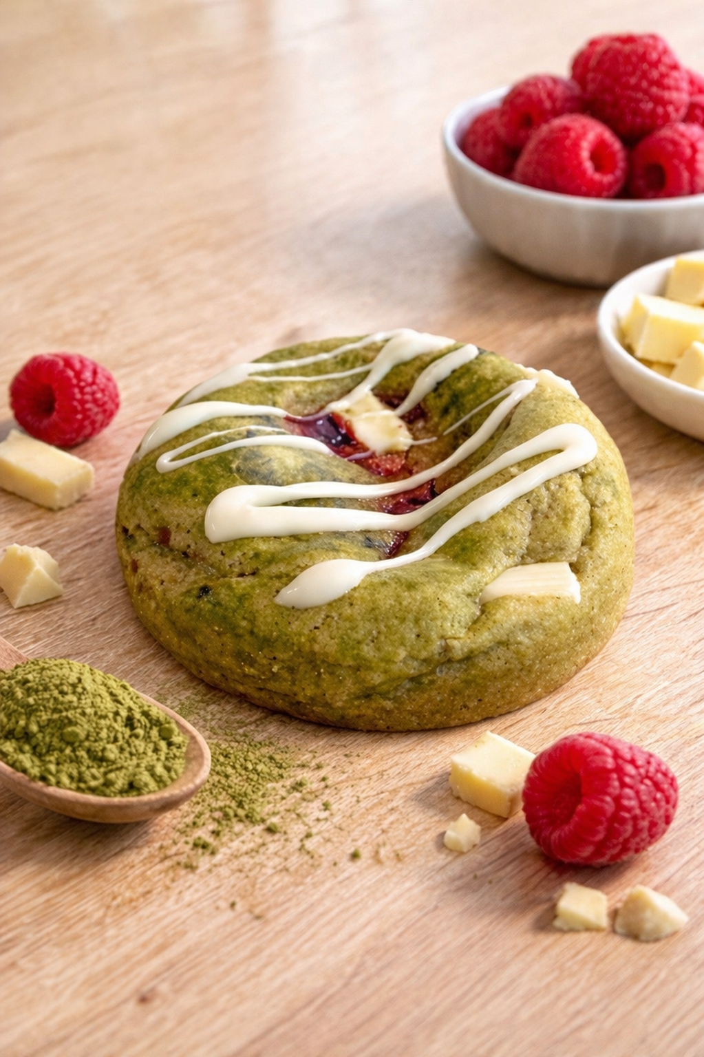 Cookie matcha framboise